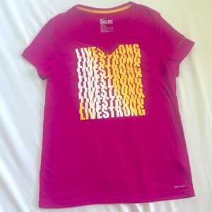 Nike Dri-Fit Live Strong Magenta T-Shirt with Yellow Graphic